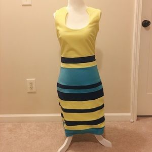 Badgley Mischka striped bodycon dress